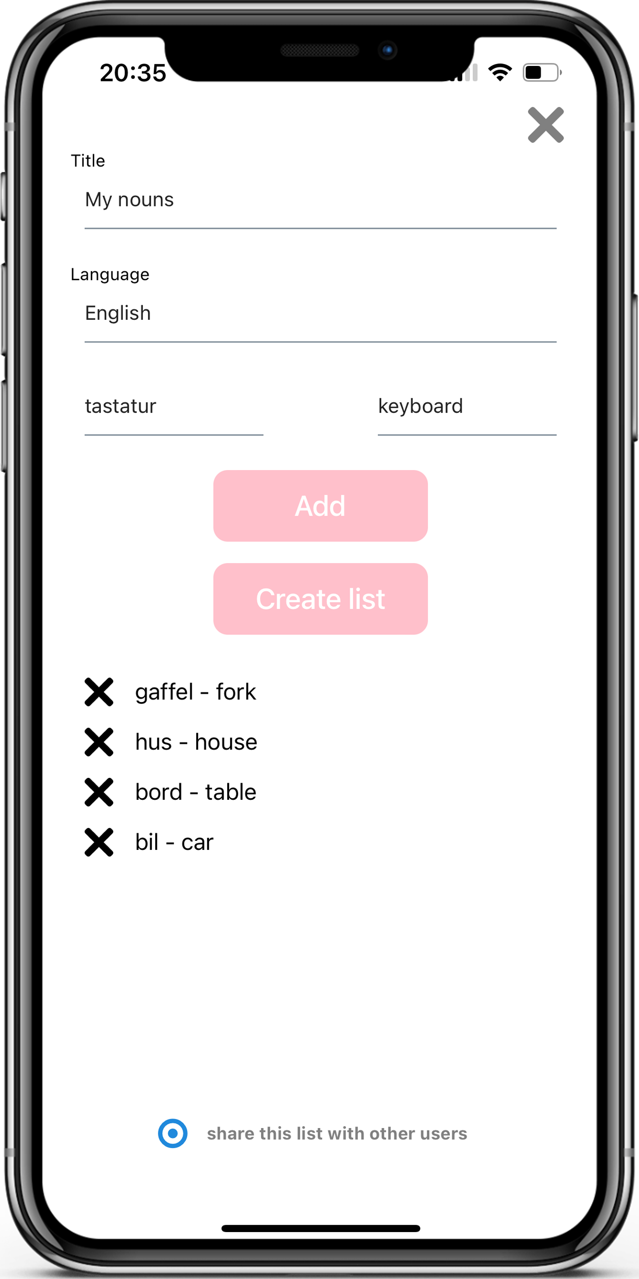 Screenshot of Flashcards