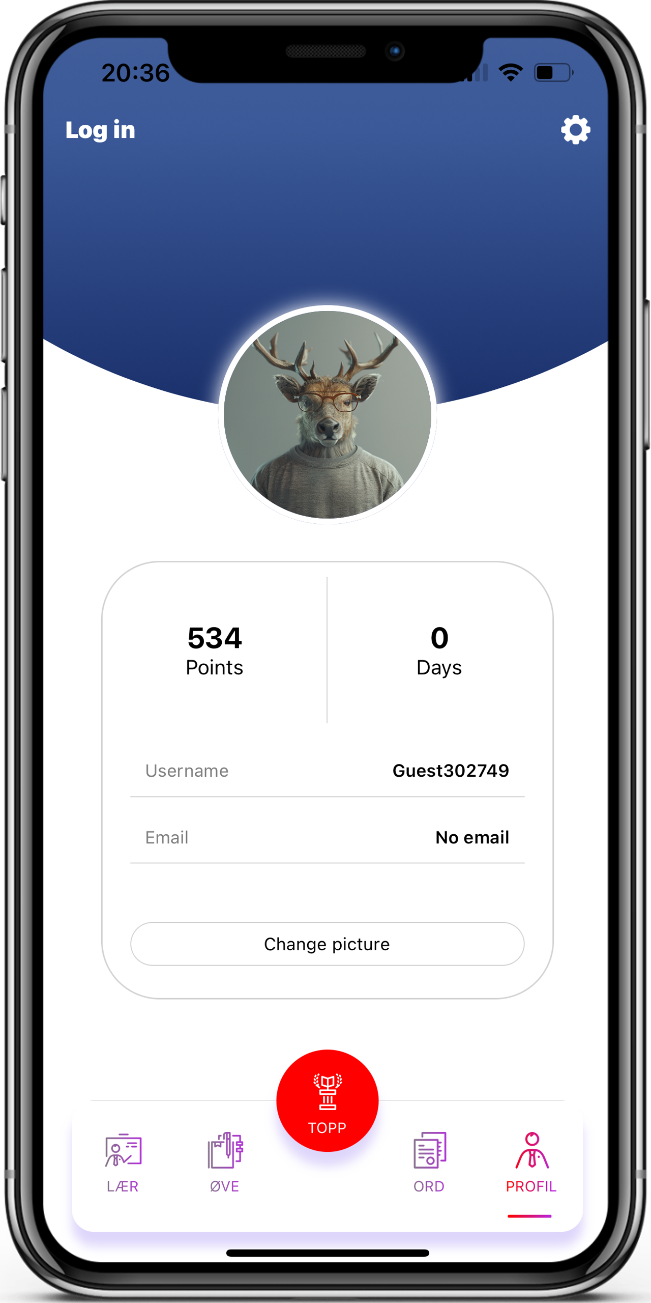 Screenshot of User Profiles
